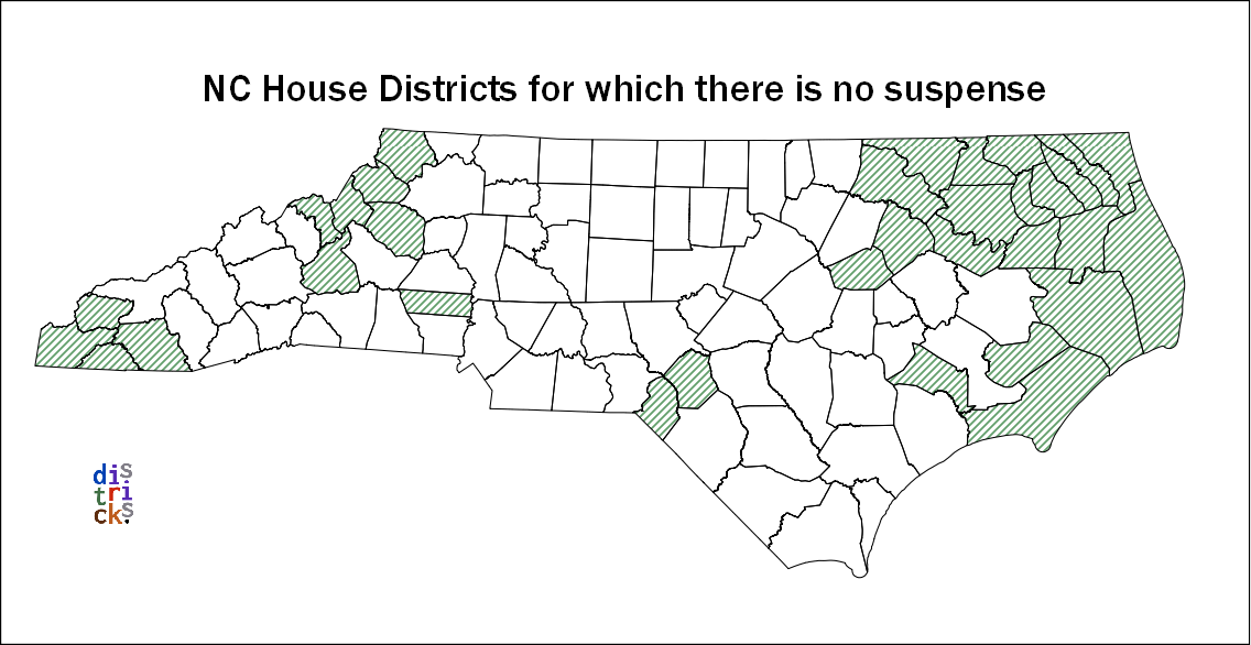 North Carolina counties for which the House districts are already set.