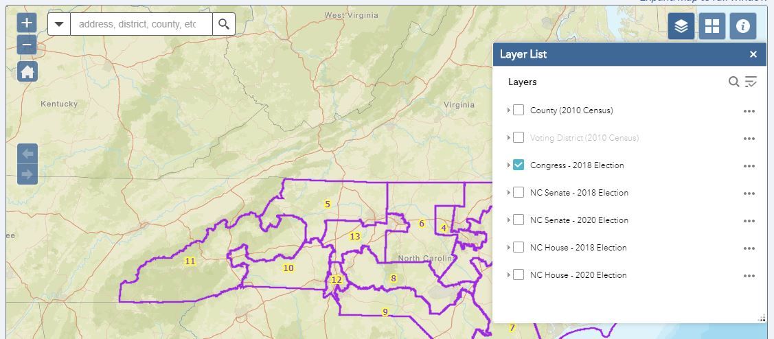 Web maps for exploring NC's new state legislative districts