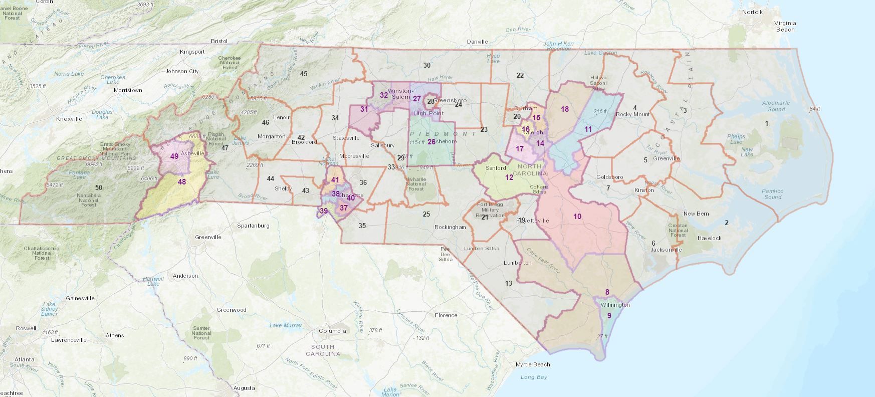 Web maps for exploring NC's new state legislative districts