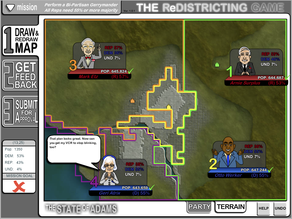 An Appreciation of The ReDistricting Game (based on a premature misapprehension)